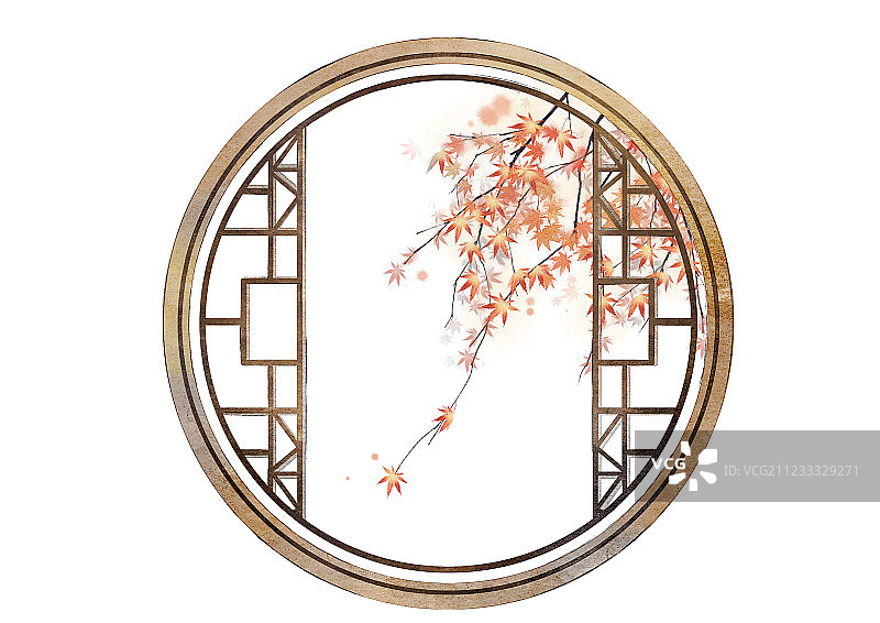 中国风古风窗户窗棂插图 白底图片素材