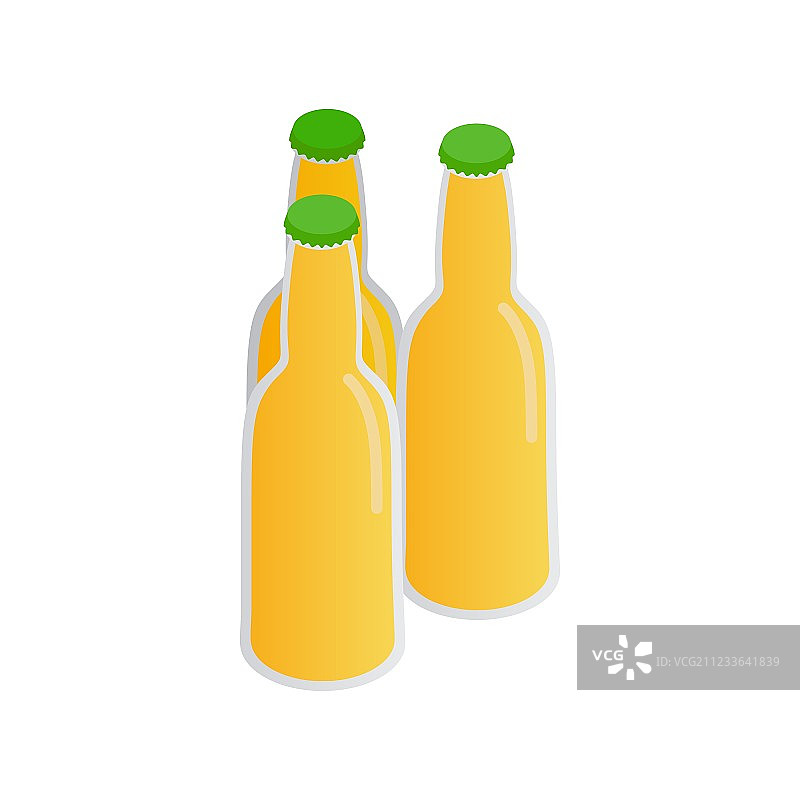三瓶啤酒等距3d图标图片素材