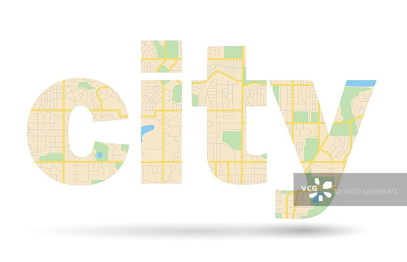 字城市与街道方案-地图图片素材