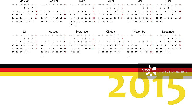 德国2015年日历图片素材