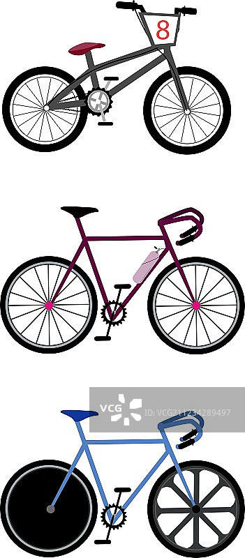 在白色背景上的一套轨道自行车设备图片素材