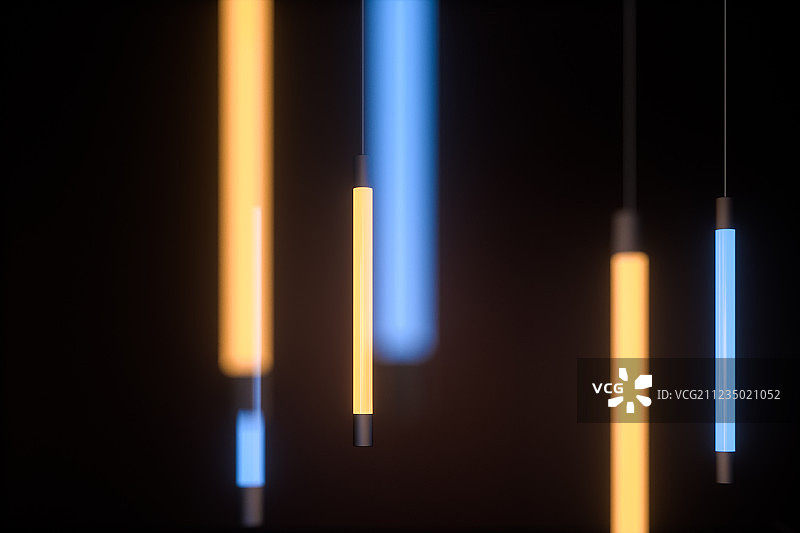 长条双色LED灯，三维渲染图片素材