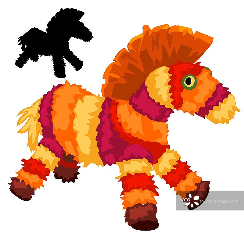 彩色毛绒玩具马动物孤立图片素材