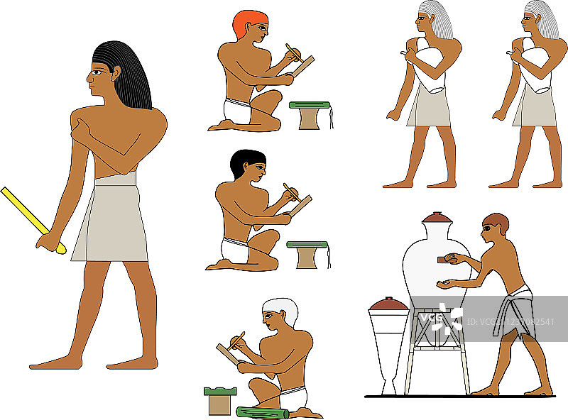 古埃及陶艺家在制作埃及陶瓷图片素材