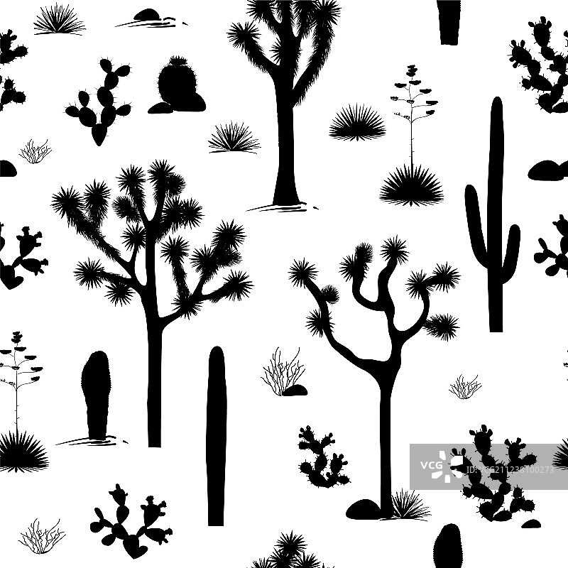 沙漠无缝格局与沙漠植物图片素材
