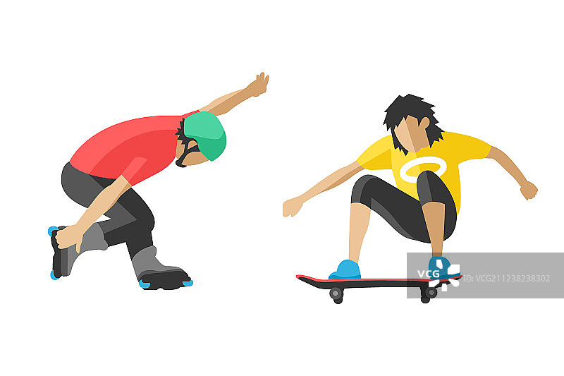 滑板运动员在滑板公园里跳着玩把戏图片素材