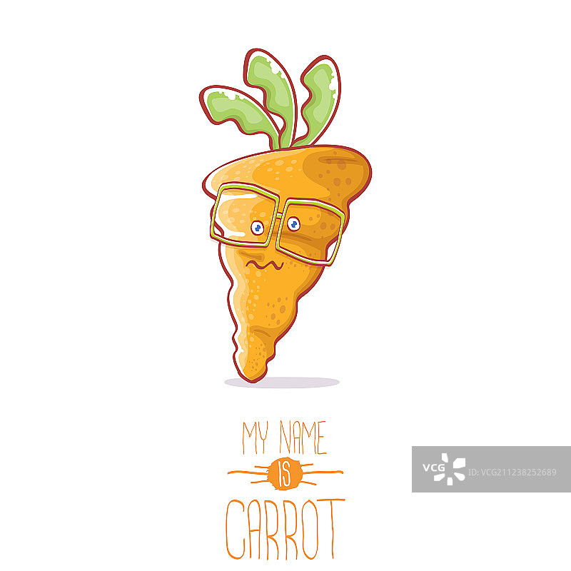 有趣的卡通可爱的胡萝卜角色图片素材