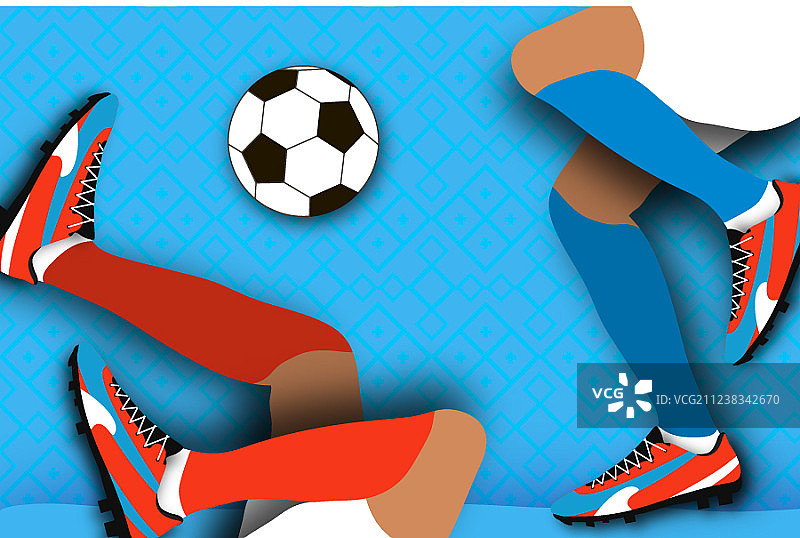 足球运动员在剪纸风格折纸运动图片素材
