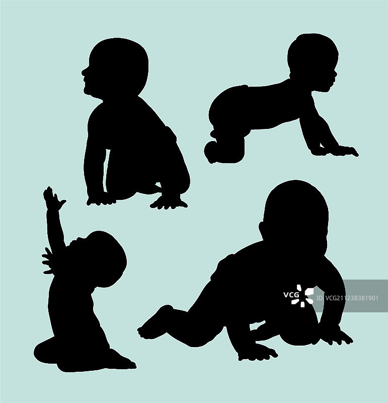 婴儿爬行轮廓图片素材
