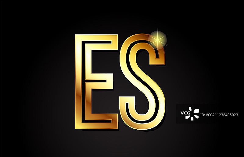 金色字母es es标志组合图标图片素材