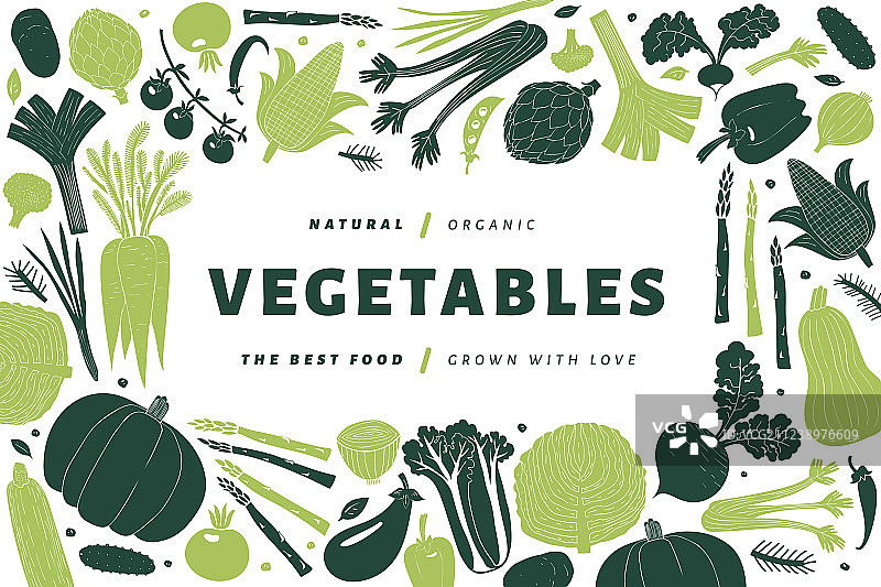 有趣的手绘蔬菜设计食物模板图片素材