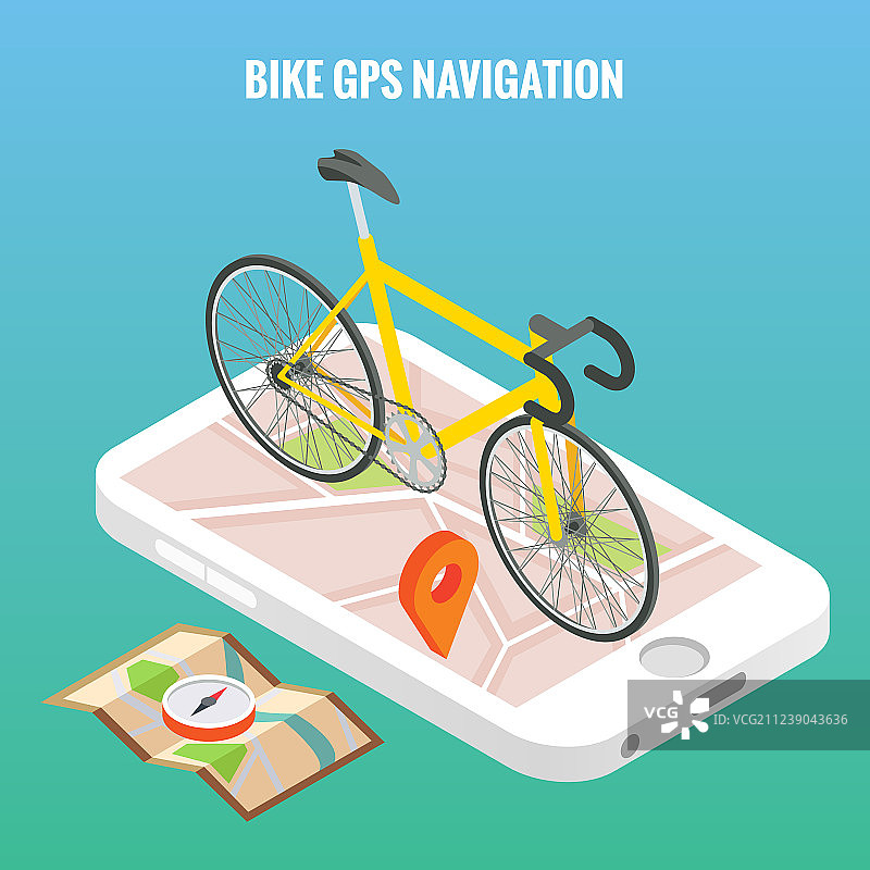 自行车城市导航概念海报图片素材