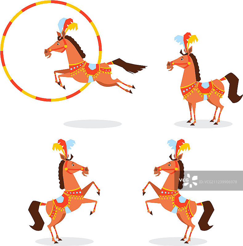 马戏团的马穿着漂亮的西装，戴着珠宝图片素材