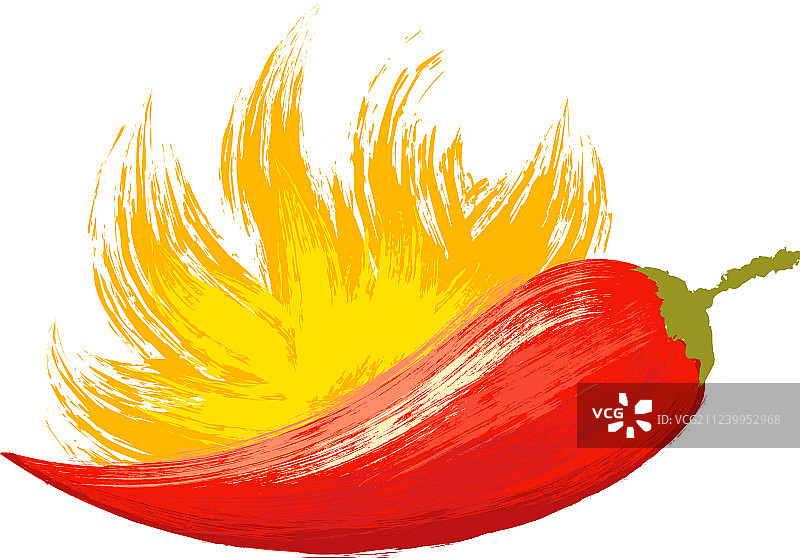 水彩红辣椒与火焰图片素材