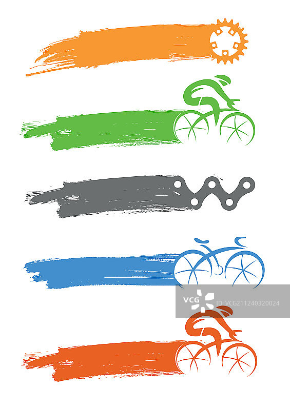 自行车和自行车组件图标刷图片素材