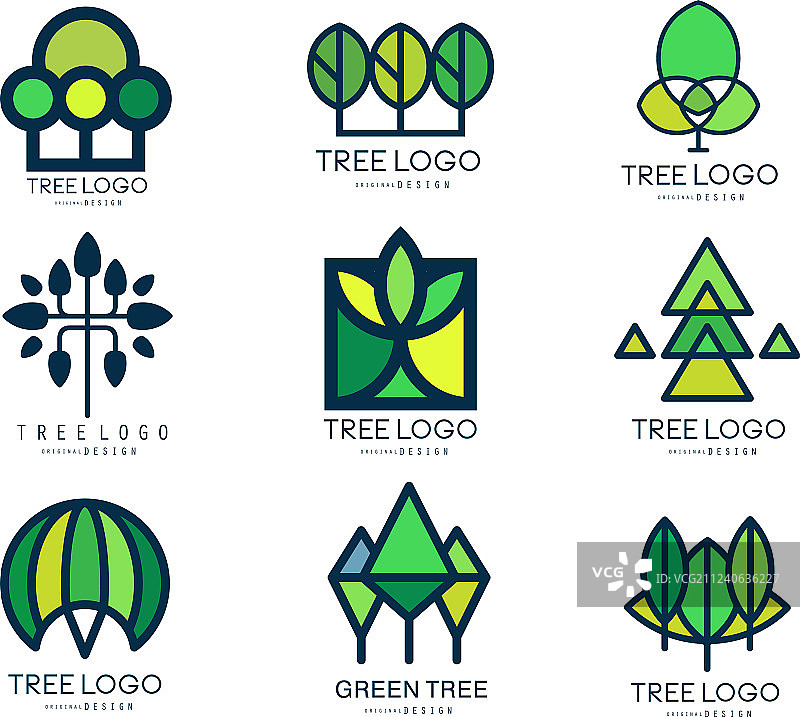 树标志原版设计套装图片素材