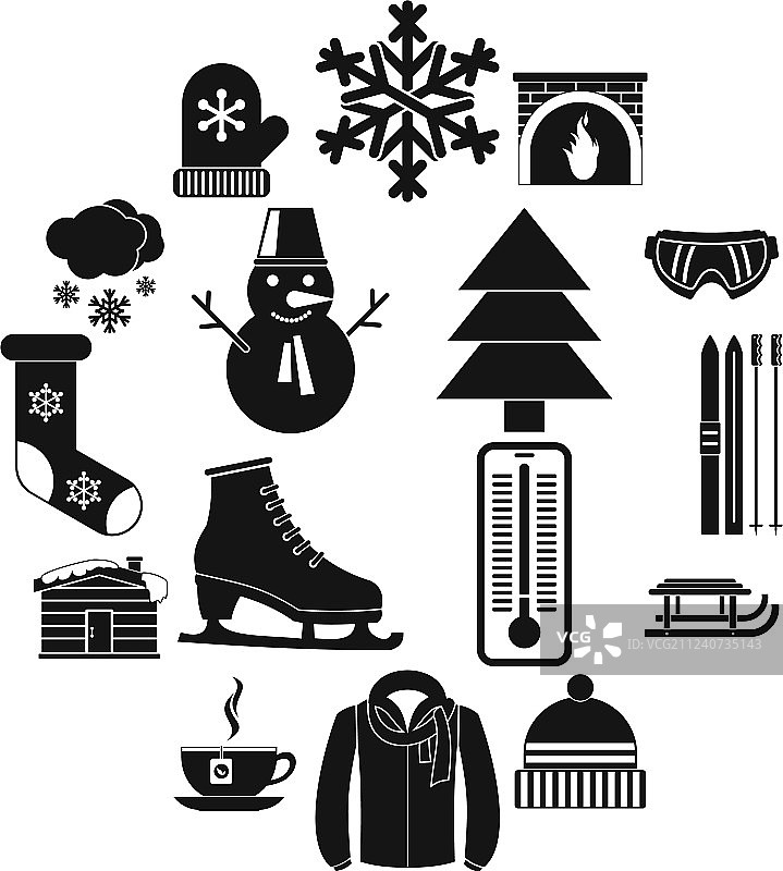 冬季图标设置简单的风格图片素材