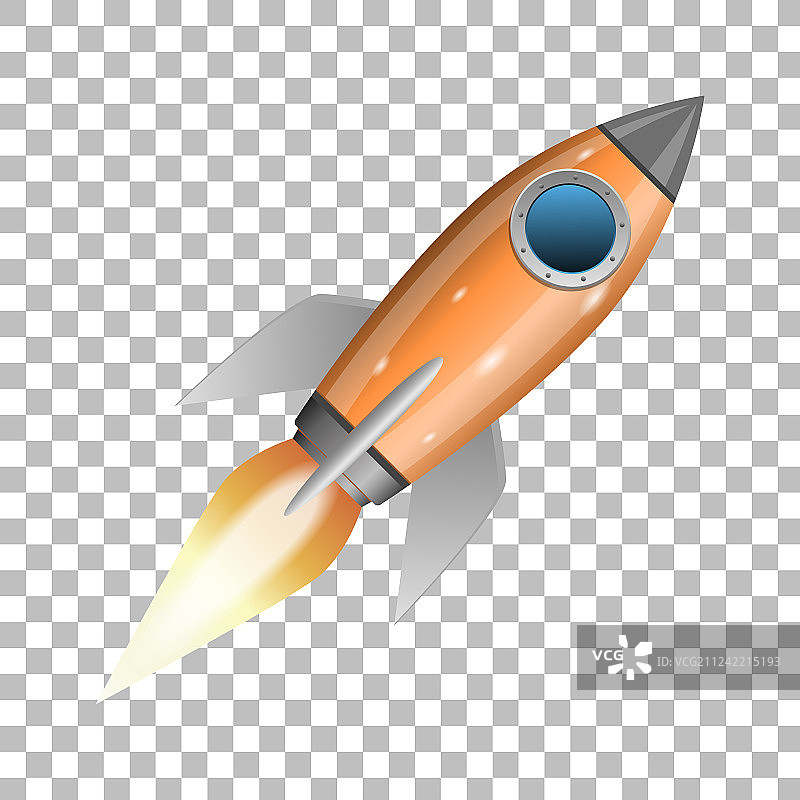 橙色火箭船发射图片素材