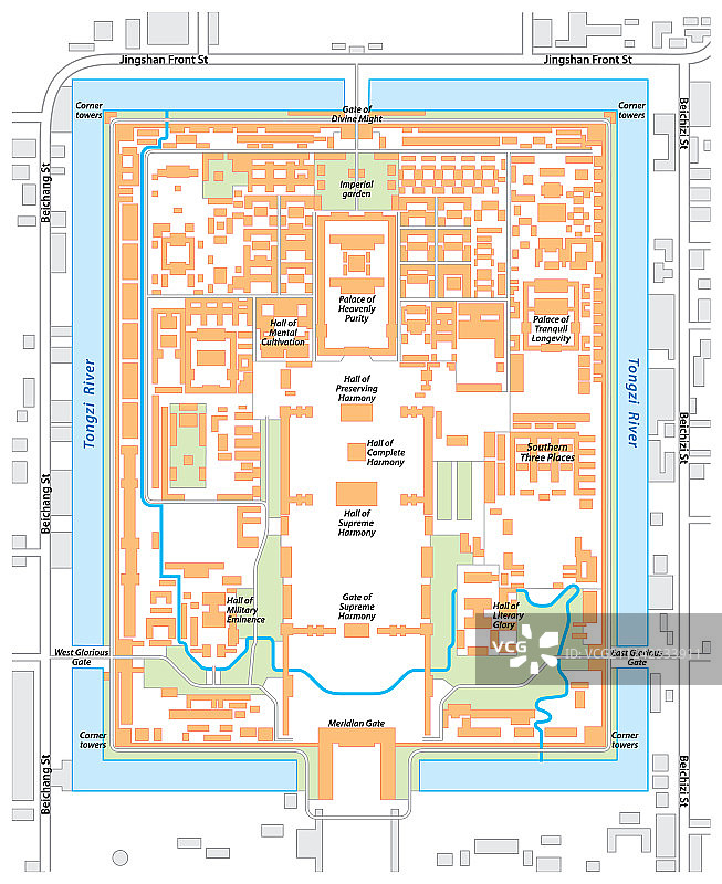 紫禁城地图中的宫殿建筑群图片素材
