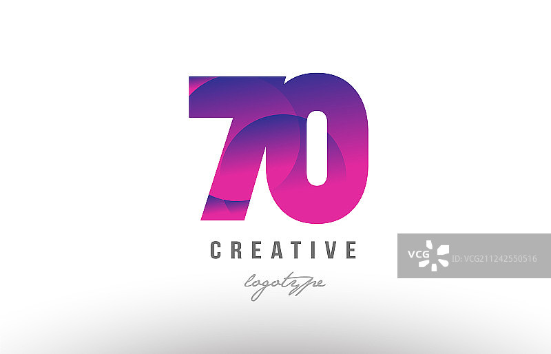 70粉色渐变数字标志图标设计图片素材