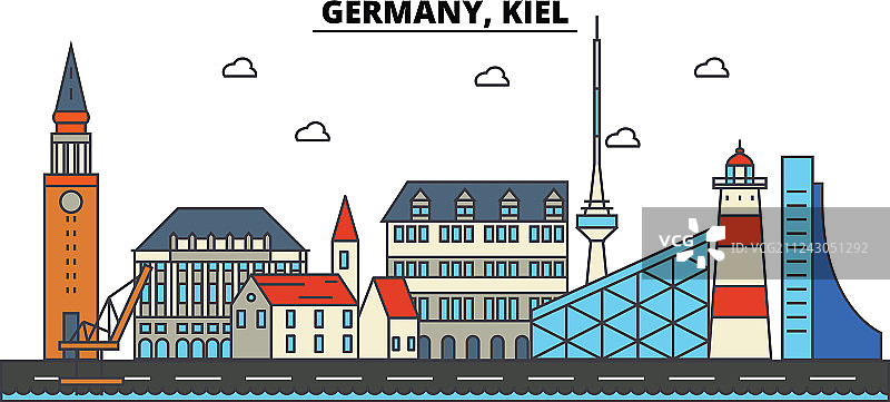 德国基尔市天际线建筑图片素材