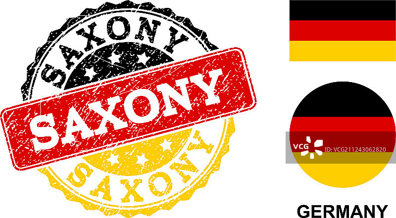 Grunge纹理萨克森邮票印章与德国图片素材