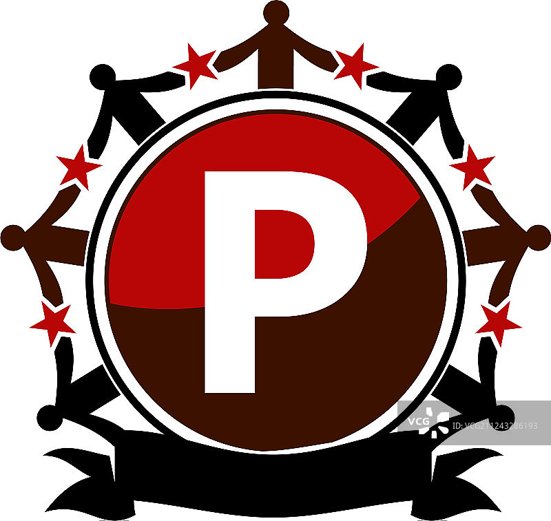协同标志首字母p图片素材
