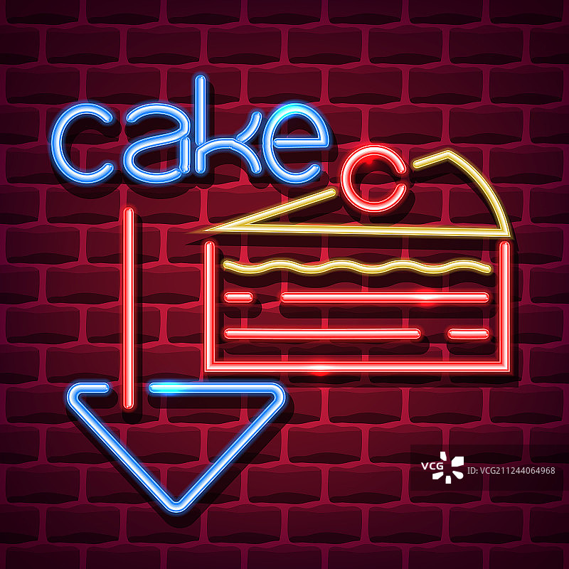 蛋糕霓虹广告招牌图片素材