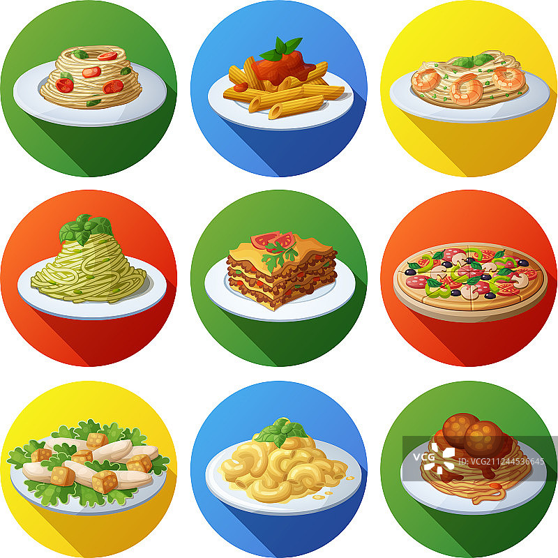 一套食物图标意大利菜图片素材