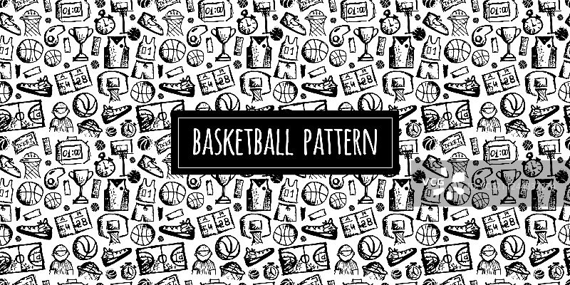 篮球无缝图案草图为您图片素材