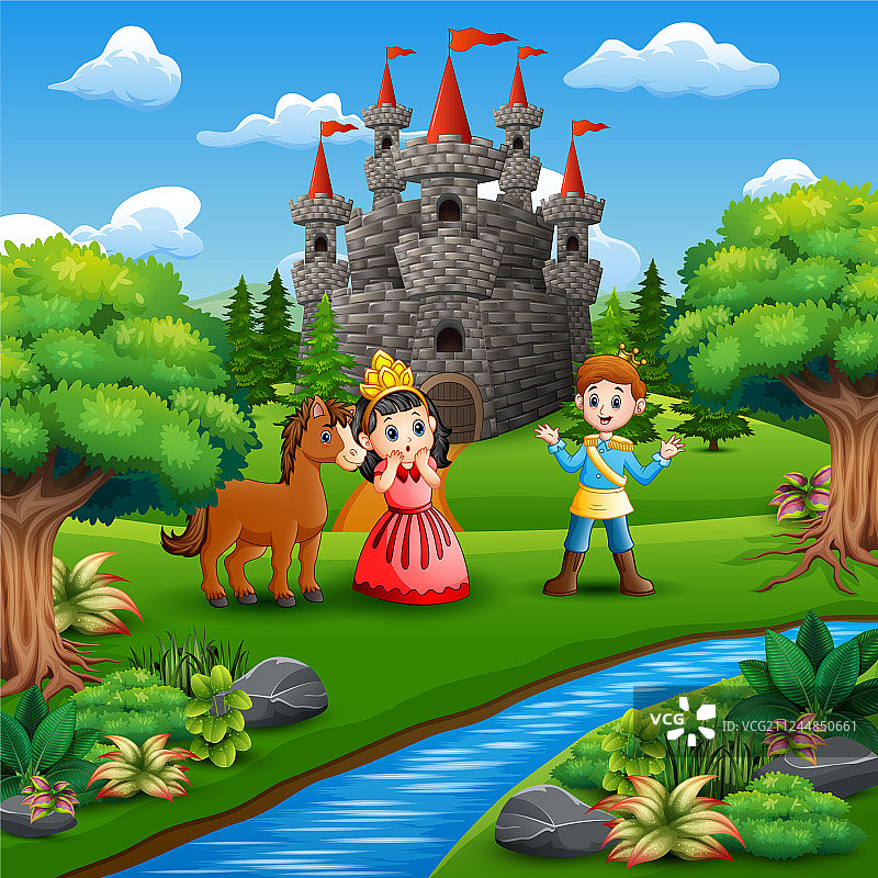 小公主和王子在公园里图片素材