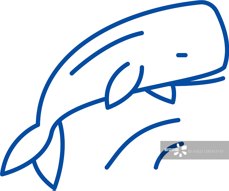 鲸鱼线图标概念鲸鱼平面符号图片素材