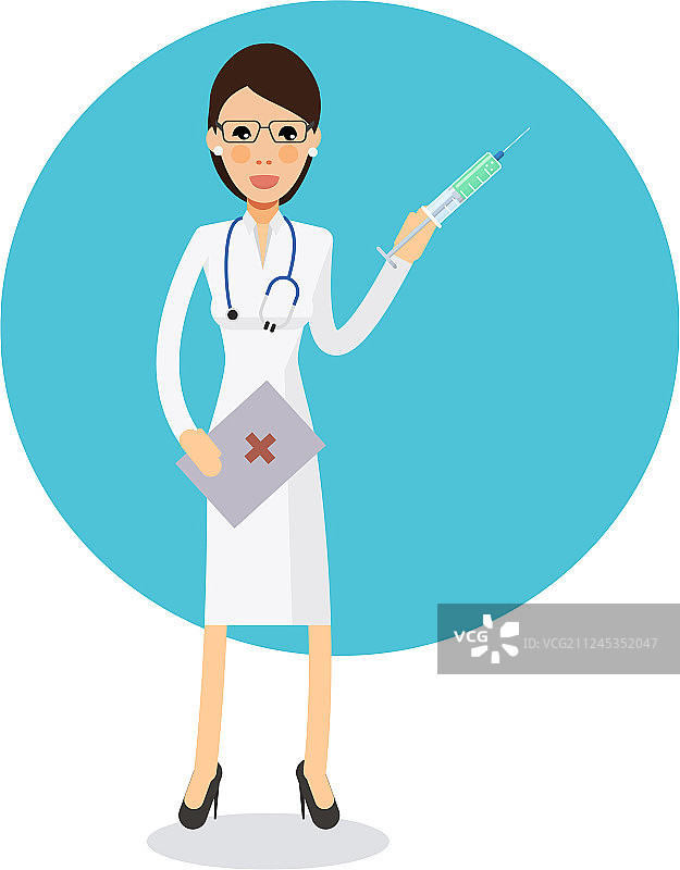 性感护士使一针疫苗-扁平式图片素材