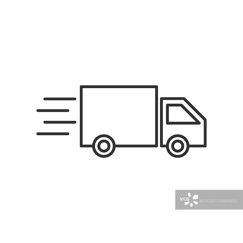 送货卡车标志图标在平式货车上图片素材
