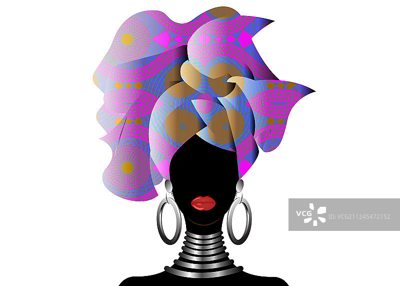 描绘美丽的非洲妇女在头巾图片素材