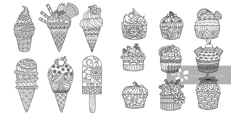 冰淇淋和纸杯蛋糕图片素材