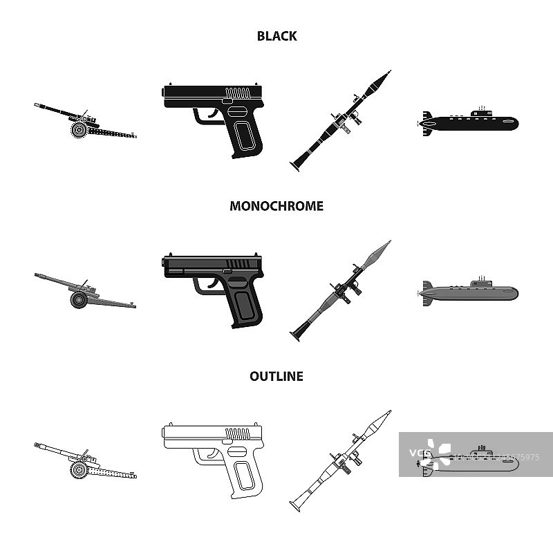 设计的武器和枪的图标集图片素材