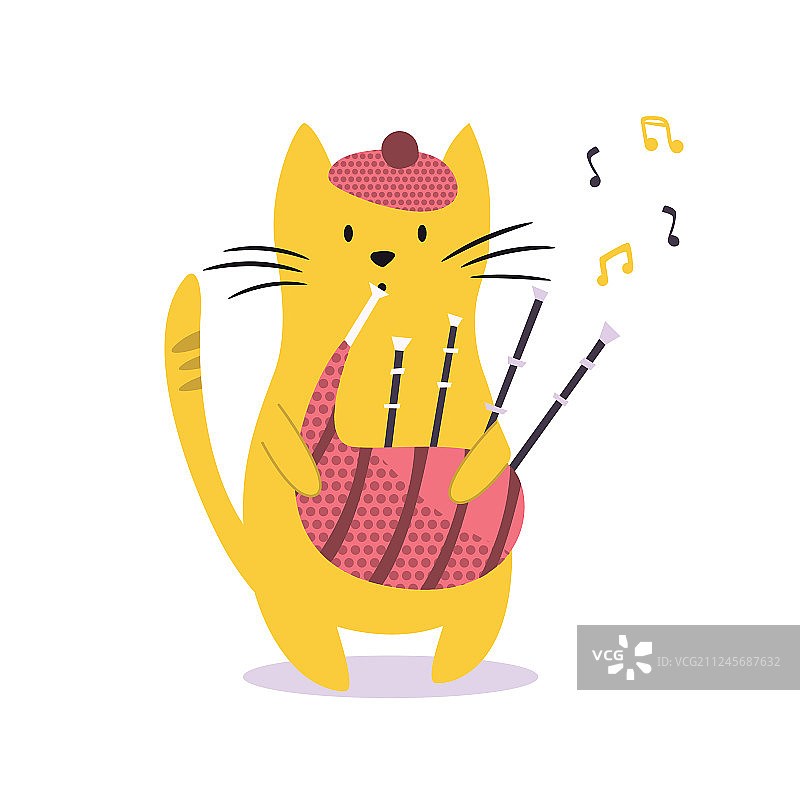 有趣的猫吹风笛图片素材