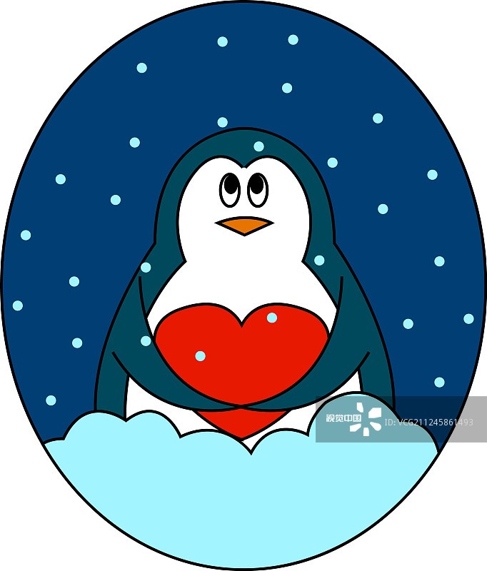 雪地上的企鹅在白色的背景上图片素材