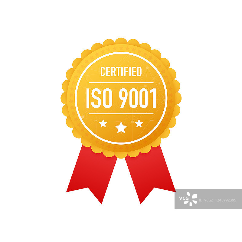 Iso 9001认证金标上白色图片素材
