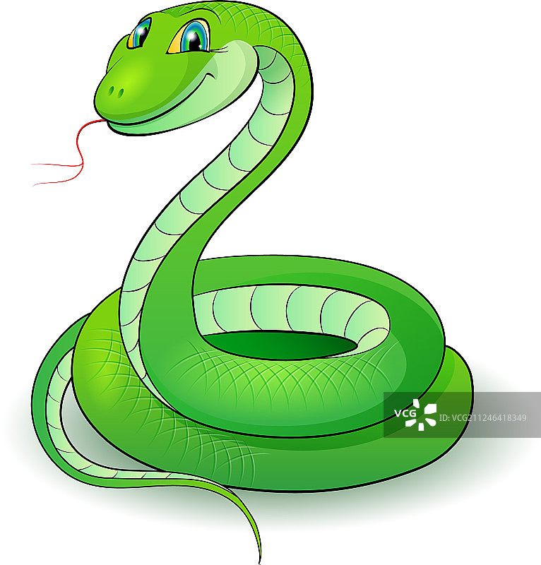 一个漂亮的绿色蛇的卡通图片素材