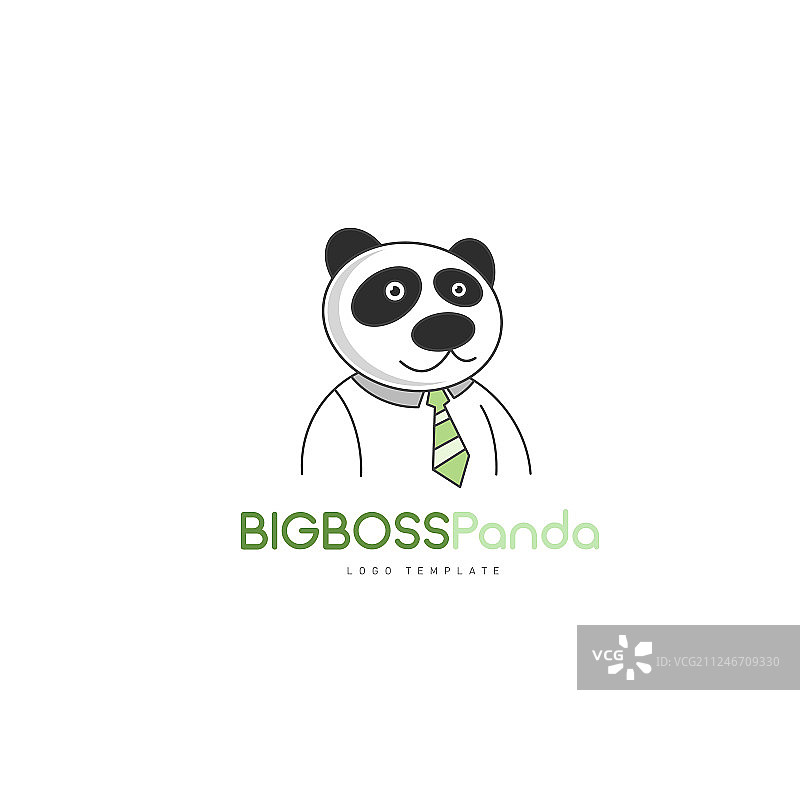 可爱的熊猫老板标志创意与标志概念图片素材