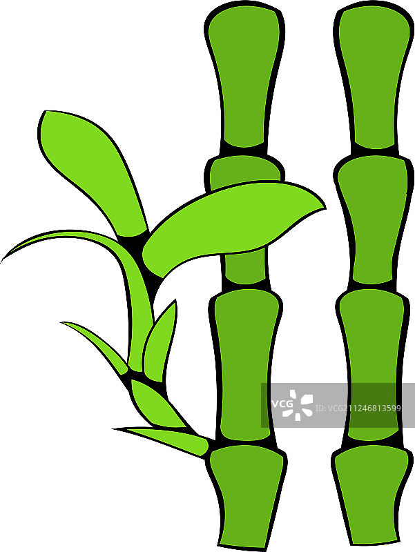 绿色竹茎卡通图标图片素材