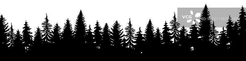 森林圣诞冷杉树剪影图片素材