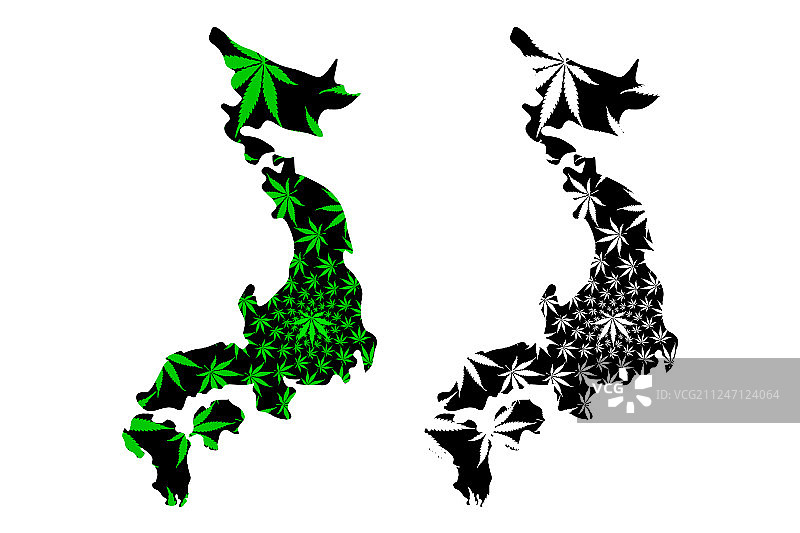 日本地图是设计的大麻叶子图片素材
