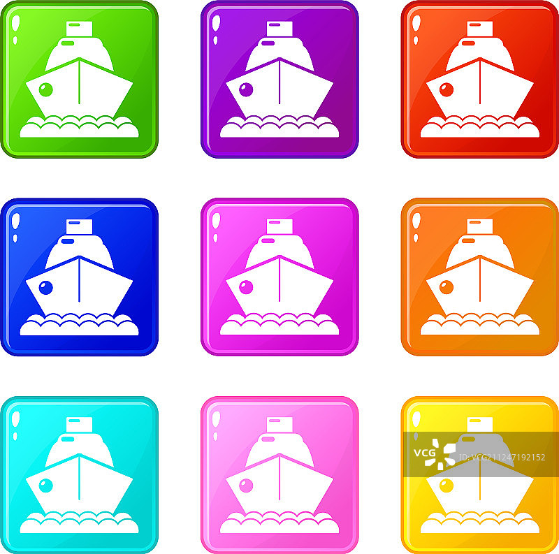 邮轮图标集9种颜色收集图片素材