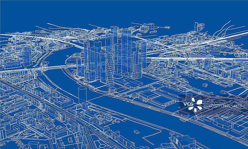 勾勒城市概念线框风格图片素材