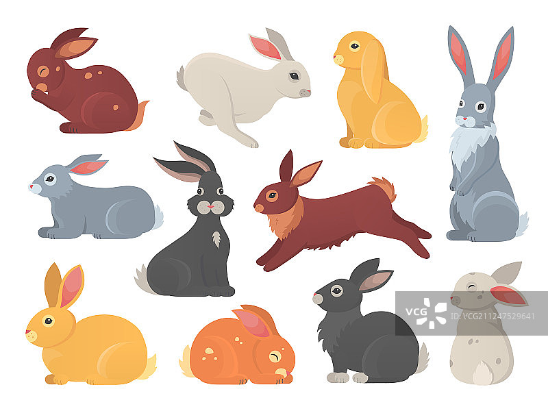 设置可爱的兔子卡通风格的兔子图片素材
