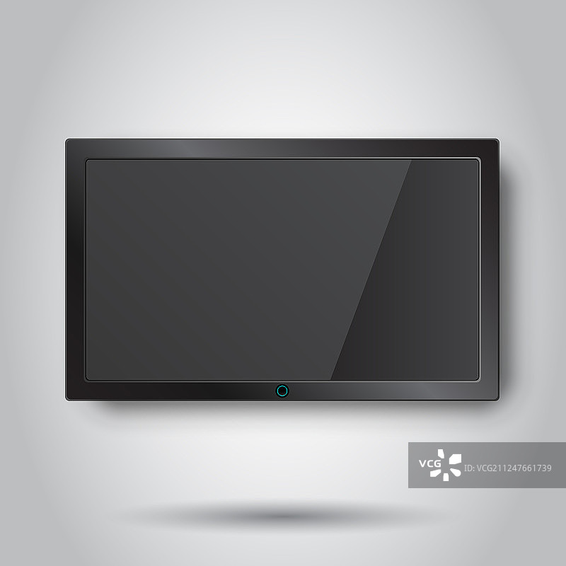 逼真的电视屏幕图标在平面风格的显示器图片素材