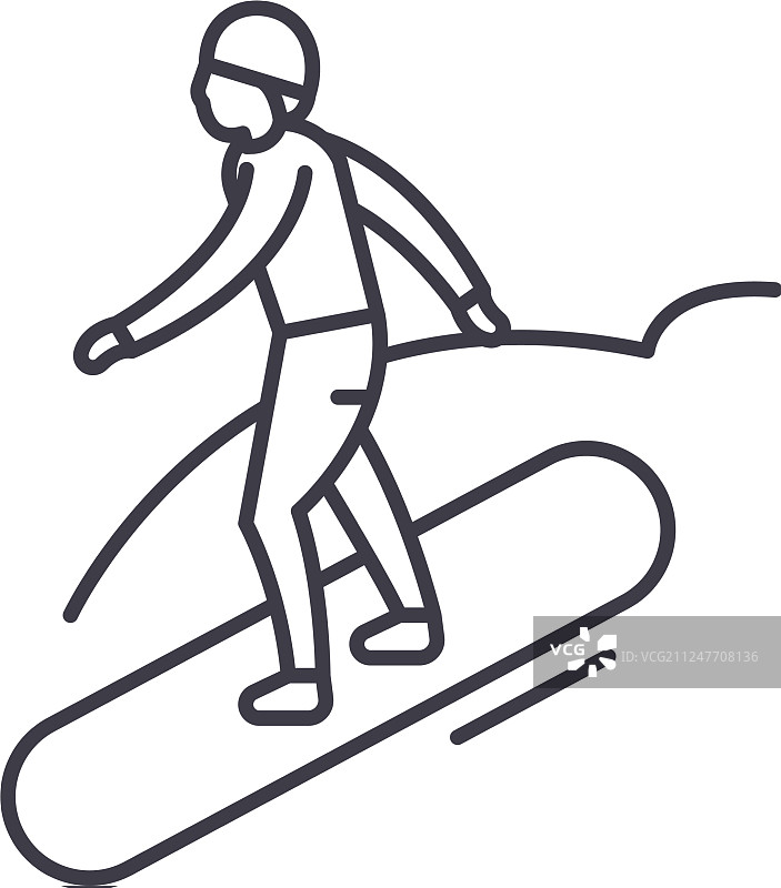 雪滑板简笔画图片